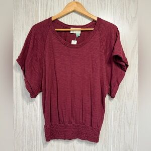 Anthropologie Saturday Sunday Plum Blouson Hem Top Size Small NWT